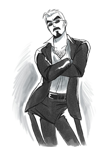 leather suit bw